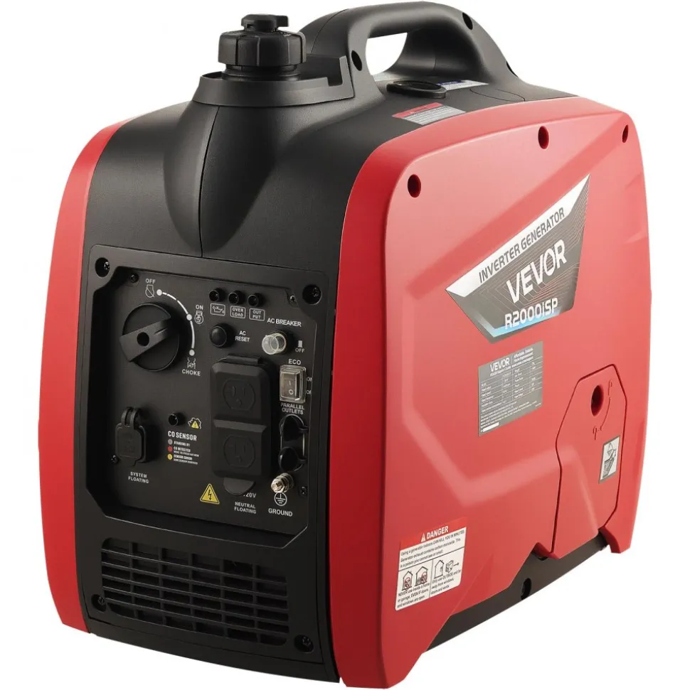 VEVOR Inverter Generator, 2900W Peak Watt Quiet Inverter Generator, Portable Inverters Generators for Home Use, Gas Powered, Compact and Lightweight Design - Stable Power, CO Sensor, Orange/Black
