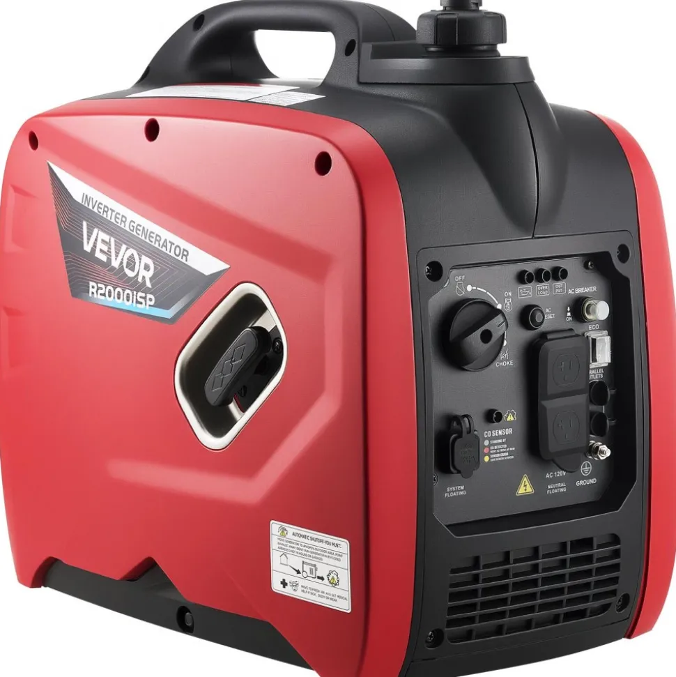 VEVOR Inverter Generator, 2900W Peak Watt Quiet Inverter Generator, Portable Inverters Generators for Home Use, Gas Powered, Compact and Lightweight Design - Stable Power, CO Sensor, Orange/Black