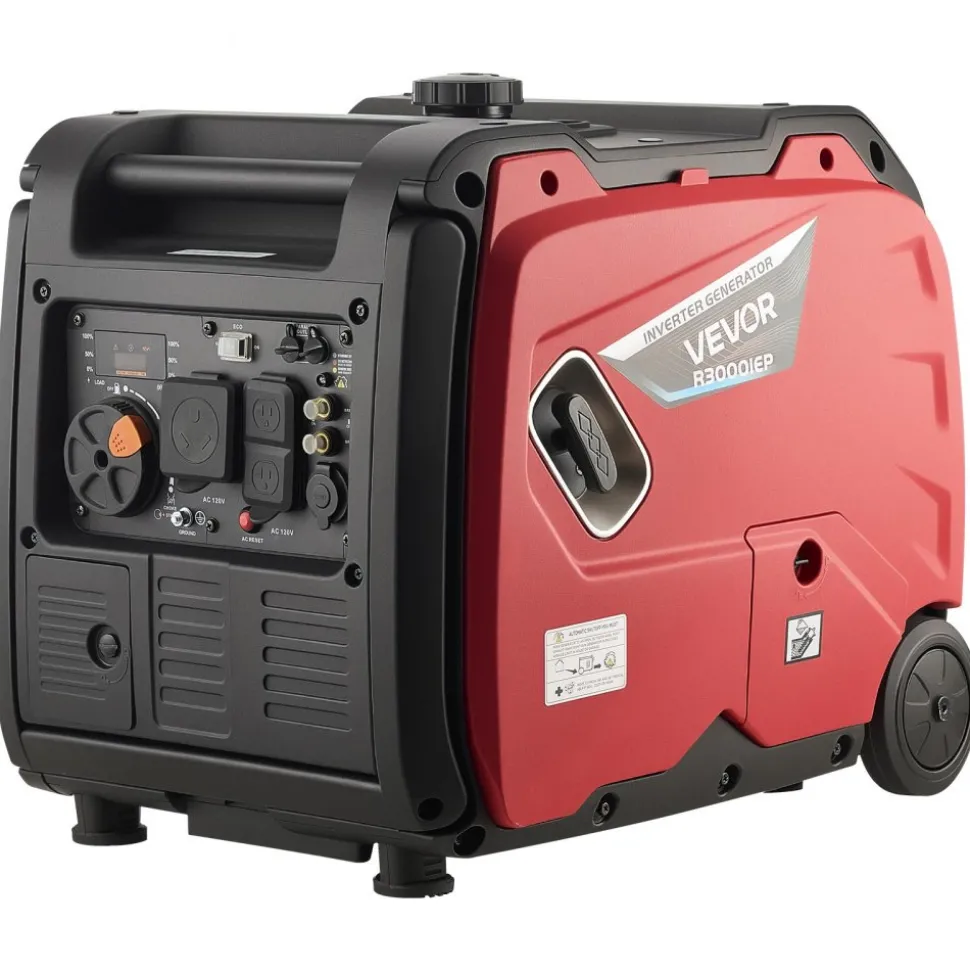 VEVOR Inverter Generator, 4200W Peak Watt Quiet Inverter Generator, Electric Start Inverters Generators for Home Outdoor, Gas Powered, Stable Power, CO Sensor, RV Ready 8.3A Outlet, Long Run Time