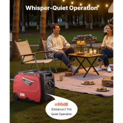 VEVOR Inverter Generator, 4200W Peak Watt Quiet Inverter Generator, Electric Start Inverters Generators for Home Outdoor, Gas Powered, Stable Power, CO Sensor, RV Ready 8.3A Outlet, Long Run Time