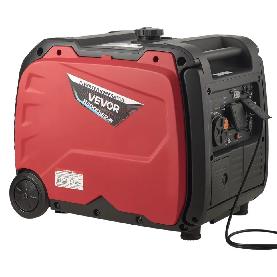 VEVOR Inverter Generator, 4200W Peak Watt Quiet Inverter Generator, Electric Start Inverters Generators for Home Outdoor, Gas Powered, Stable Power, CO Sensor, RV Ready 8.3A Outlet, Long Run Time