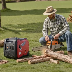 VEVOR Inverter Generator, 4200W Peak Watt Quiet Inverter Generator, Electric Start Inverters Generators for Home Outdoor, Gas Powered, Stable Power, CO Sensor, RV Ready 8.3A Outlet, Long Run Time