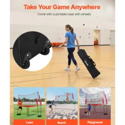 VEVOR 2-in-1 Volleyball Training Net System, Freely Height-Adjustable Practice Equipment with Ball Return, Portable Net Station, Easy Setup for Backyard Indoor Outdoor Serving Spiking Improve Accuracy