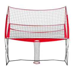 VEVOR 2-in-1 Volleyball Training Net System, Freely Height-Adjustable Practice Equipment with Ball Return, Portable Net Station, Easy Setup for Backyard Indoor Outdoor Serving Spiking Improve Accuracy