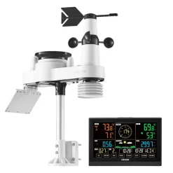 VEVOR 7-in-1 Wi-Fi Weather Station with APP, 7.5-Inch VA Display, Wireless Solar Powered Outdoor Sensor, Rain Gauge, Indoor Outdoor for Weather Forecast, Wind Speed, Temperature, Humidity, Rainfall