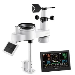 VEVOR 7-in-1 Wi-Fi Weather Station with APP, 7.5-Inch VA Display, Wireless Solar Powered Outdoor Sensor, Rain Gauge, Indoor Outdoor for Weather Forecast, Wind Speed, Temperature, Humidity, Rainfall