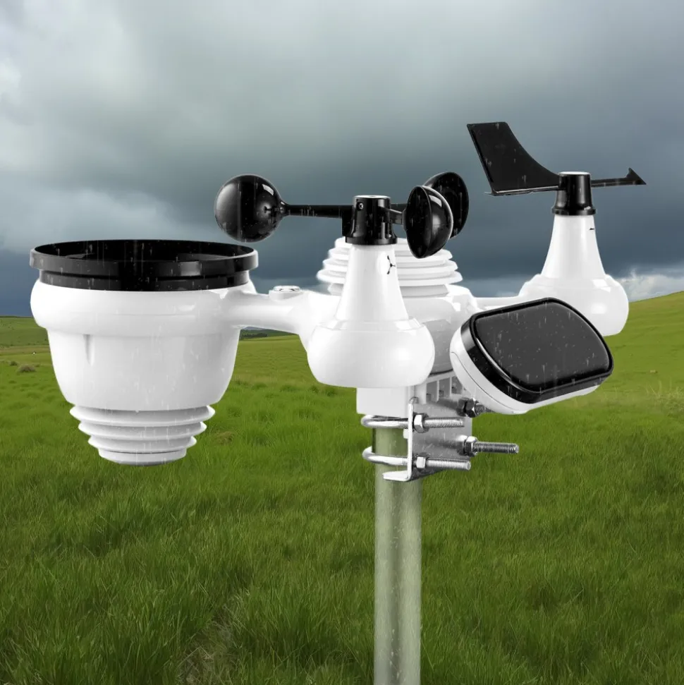VEVOR 7-in-1 Wi-Fi Weather Station, 7.5-Inch VA Display, Solar Powered Wireless Outdoor Sensor, Home Weather Station Indoor Outdoor, for Temperature, Humidity, Wind Speed/Direction, Rainfall, No APP