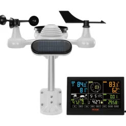 VEVOR 7-in-1 Wireless Weather Station, 7.5 in Color Display, Digital Weather Station Indoor Outdoor, for Temperature Humidity Wind Speed/Direction Rain UV, with Forecast Data, Alarm, Alerts-NO WIFI