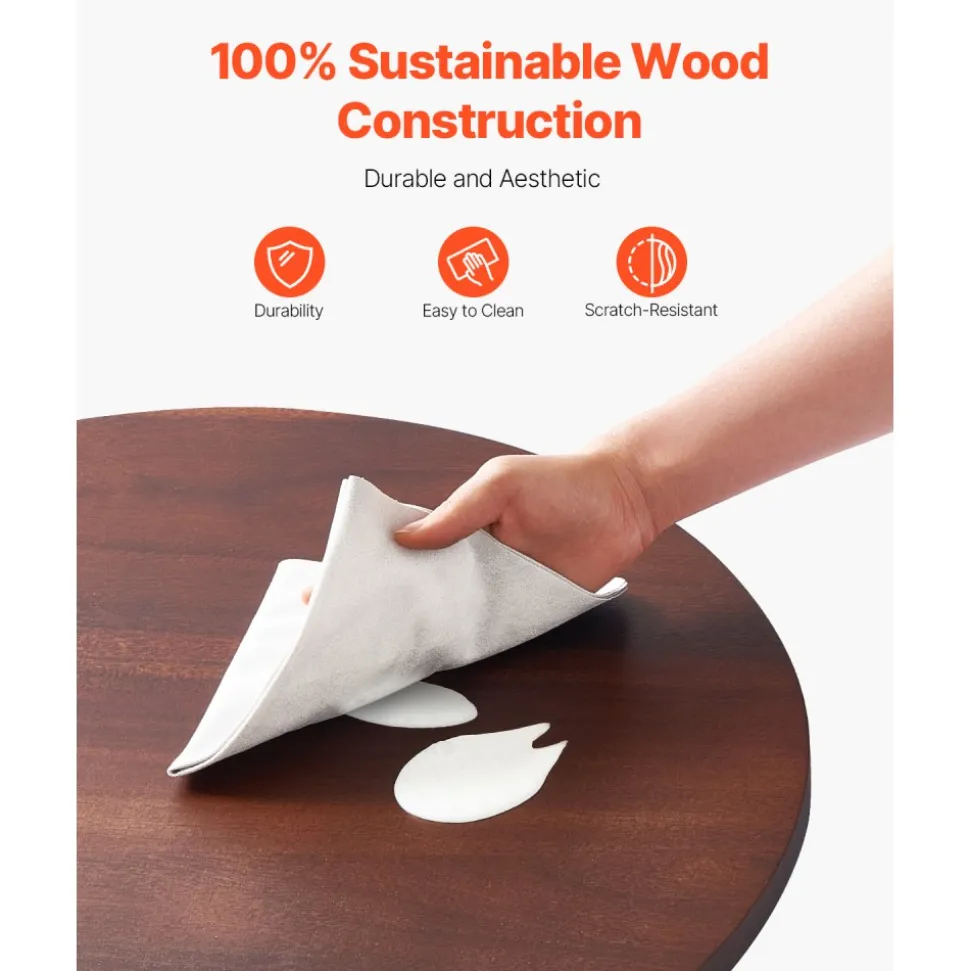 VEVOR 24 in Wood Lazy Susan Turntable, 360° Rotation Round Clear Tabletop Rotating Tray, Acacia Wood Dining Table Centerpiece, Smooth and Silent Spin, for Family Gatherings, Banquets and Weddings