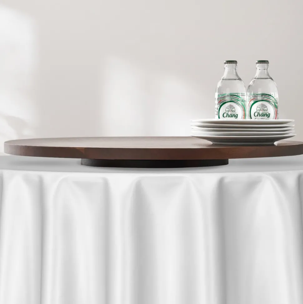 VEVOR 24 in Wood Lazy Susan Turntable, 360° Rotation Round Clear Tabletop Rotating Tray, Acacia Wood Dining Table Centerpiece, Smooth and Silent Spin, for Family Gatherings, Banquets and Weddings
