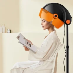 VEVOR Ionic Hood Dryer, 1875W Pro Bonnet Hair Dryer, Timer, 3 Temperature Levels & Adjustable Speed, Mobile Floor Stand with Wheels for Salon & Home Spa