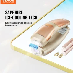 VEVOR IPL Hair Removal, Permanent Hair Removal with Sapphire Ice Cooling System, Painless At-Home Hair Removal Device for Women Men, Auto/Manual Modes, 5 Levels for Body & Face