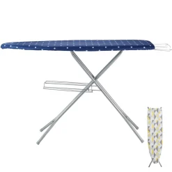 VEVOR Ironing Board with Bottom Storage Tray, Thickened 4 Layers Iron Board with Heat Resistant Cover and 100% Cotton Cover, 10 Adjustable Heights Ironing Board for Home Laundry Room Use (Size 55x15)