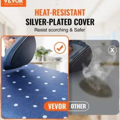 VEVOR Ironing Board with Bottom Storage Tray, Thickened 4 Layers Iron Board with Heat Resistant Cover and 100% Cotton Cover, 10 Adjustable Heights Ironing Board for Home Laundry Room Use (Size 55x15)
