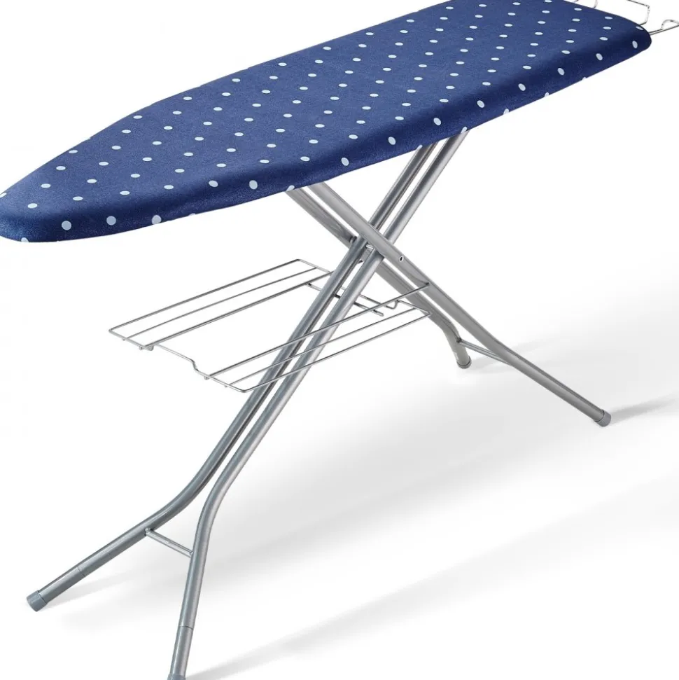 VEVOR Ironing Board with Bottom Storage Tray, Thickened 4 Layers Iron Board with Heat Resistant Cover and 100% Cotton Cover, 10 Adjustable Heights Ironing Board for Home Laundry Room Use (Size 55x15)