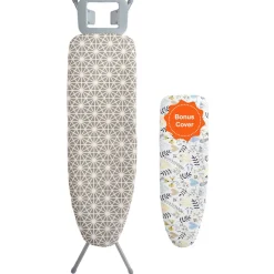 VEVOR Ironing Board with Large 51 x 13 Ironing Surface, Thickened 4 Layers Iron Board with Heat Resistant Cover and 100% Cotton Cover, 7 Adjustable Heights Ironing Board for Home Laundry Room Use