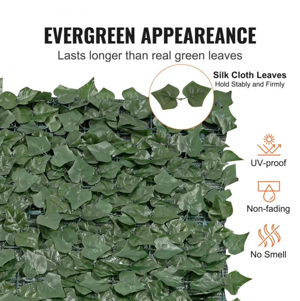 VEVOR Ivy Privacy Fence, 59 x 158in Artificial Green Wall Screen, Greenery Ivy Fence w/ Mesh Cloth Backing and Strengthened Joint, Faux Hedges Vine Leaf Decoration for Outdoor Garden, Yard, Balcony