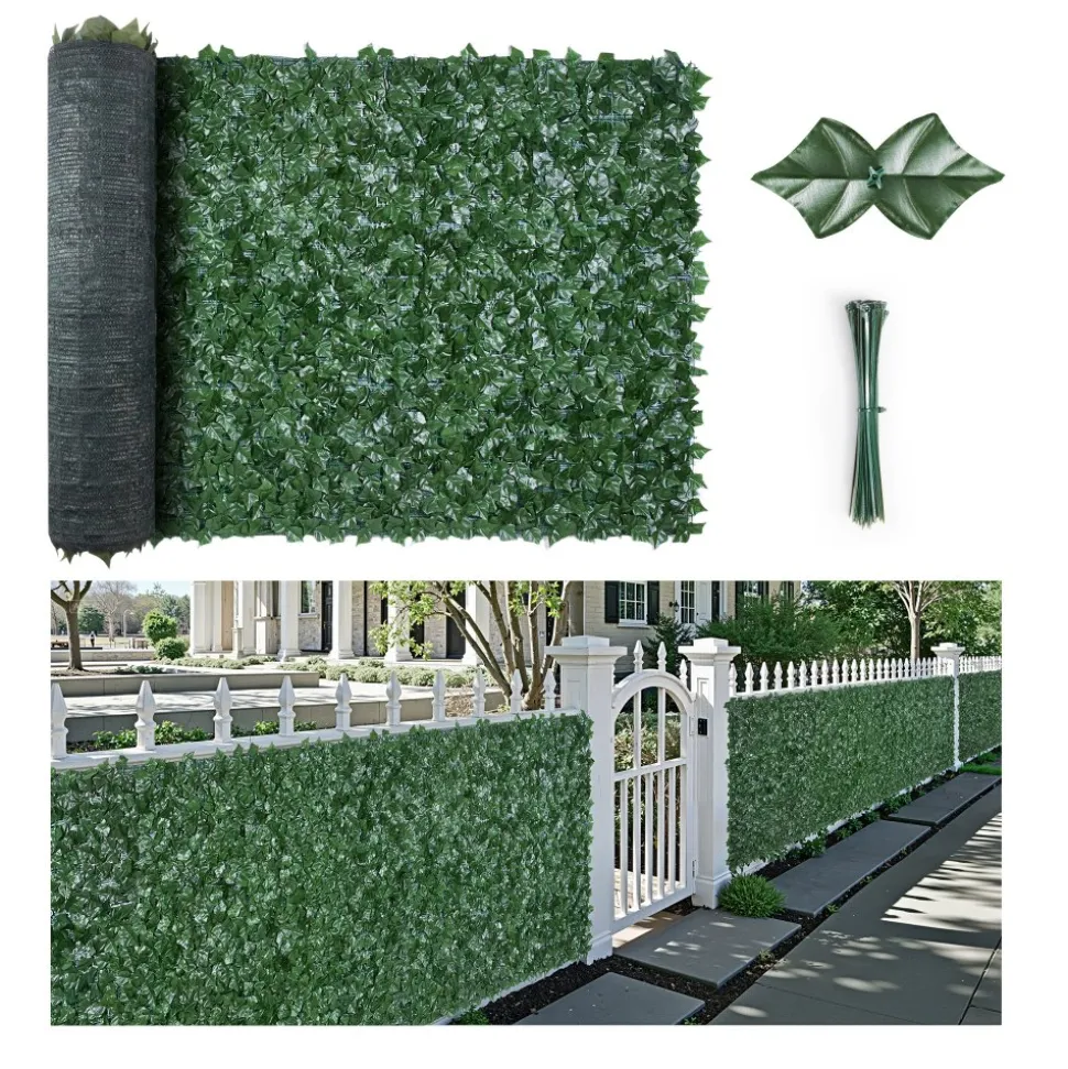 VEVOR Ivy Privacy Fence, 96 x 72 in Artificial Green Wall Screen, Greenery Ivy Fence with Strengthened Joint, Faux Hedges Vine Leaf Decoration for Outdoor Garden, Yard, Balcony, Patio Decor