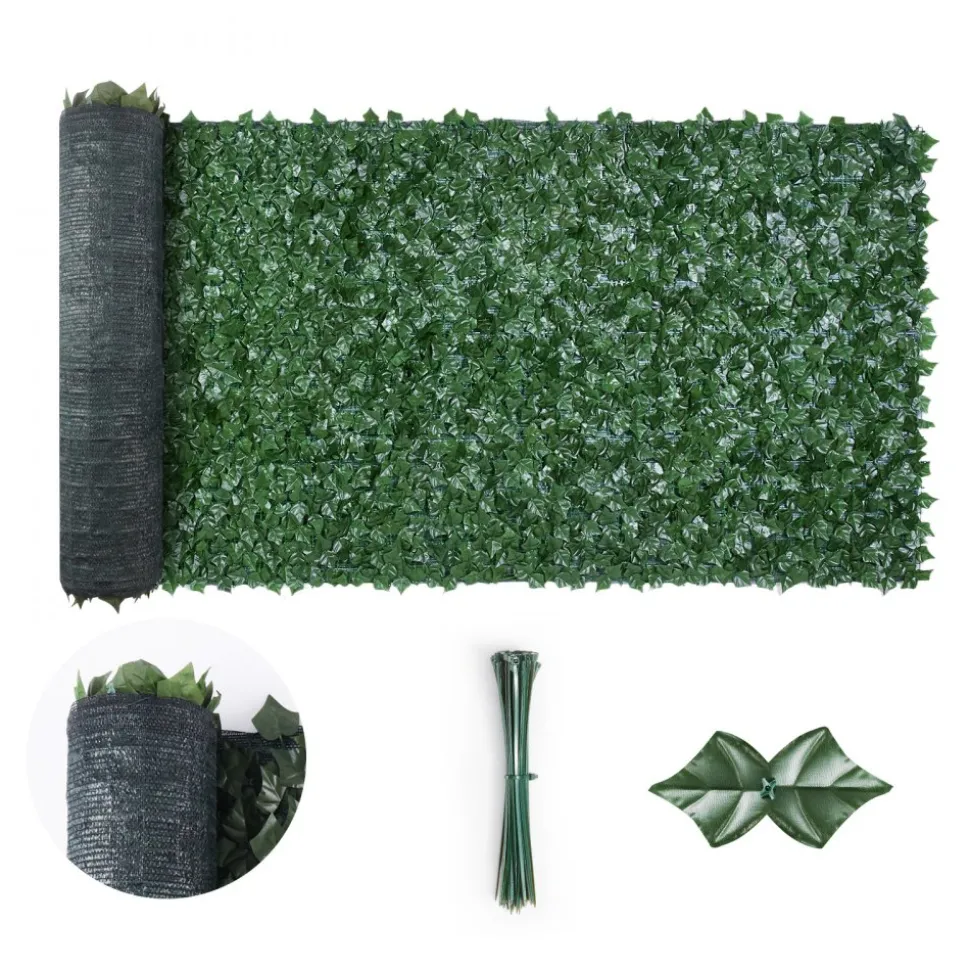 VEVOR Ivy Privacy Fence, 96 x 72 in Artificial Green Wall Screen, Greenery Ivy Fence with Strengthened Joint, Faux Hedges Vine Leaf Decoration for Outdoor Garden, Yard, Balcony, Patio Decor