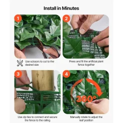 VEVOR Ivy Privacy Fence, 96 x 72 in Artificial Green Wall Screen, Greenery Ivy Fence with Strengthened Joint, Faux Hedges Vine Leaf Decoration for Outdoor Garden, Yard, Balcony, Patio Decor