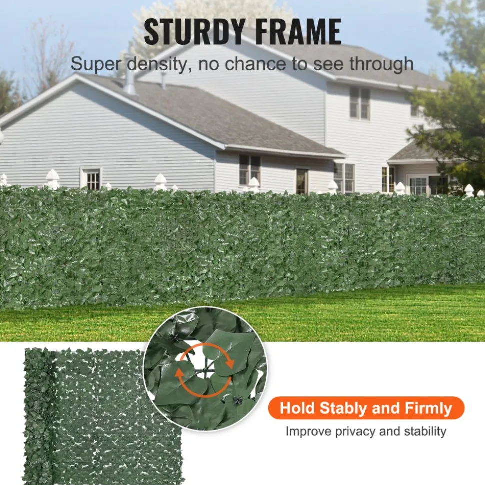 VEVOR Ivy Privacy Fence, 59 x 98 in Artificial Green Wall Screen, Greenery Ivy Fence with Strengthened Joint, Faux Hedges Vine Leaf Decoration for Outdoor Garden, Yard, Balcony, Patio Decor