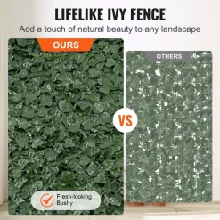 VEVOR Ivy Privacy Fence, 96 x 72 in Artificial Green Wall Screen, Greenery Ivy Fence with Mesh Cloth Backing and Strengthened Joint, Faux Hedges Vine Leaf Decoration for Outdoor Garden, Yard, Balcony
