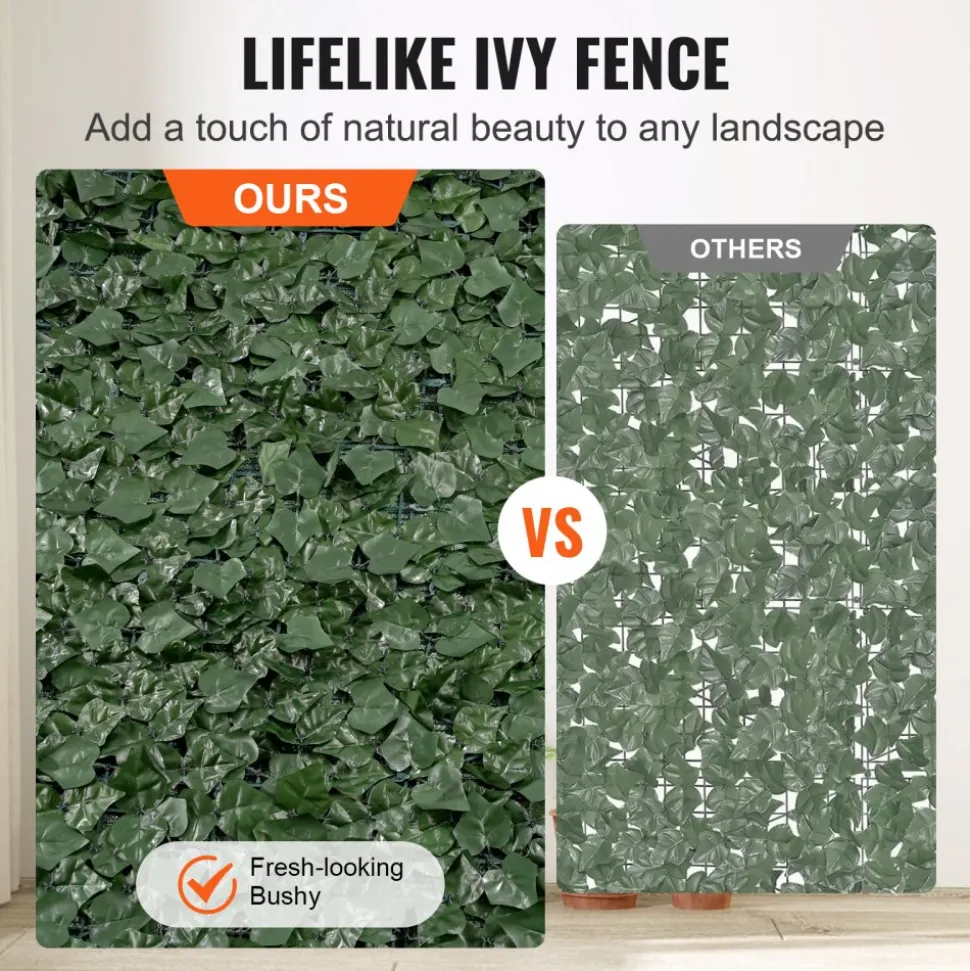 VEVOR Ivy Privacy Fence, 96 x 72 in Artificial Green Wall Screen, Greenery Ivy Fence with Mesh Cloth Backing and Strengthened Joint, Faux Hedges Vine Leaf Decoration for Outdoor Garden, Yard, Balcony