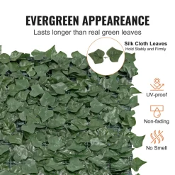 VEVOR Ivy Privacy Fence, 96 x 72 in Artificial Green Wall Screen, Greenery Ivy Fence with Mesh Cloth Backing and Strengthened Joint, Faux Hedges Vine Leaf Decoration for Outdoor Garden, Yard, Balcony