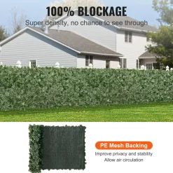 VEVOR Ivy Privacy Fence, 39 x 98 in Artificial Green Wall Screen, Greenery Ivy Fence with Mesh Cloth Backing and Strengthened Joint, Faux Hedges Vine Leaf Decoration for Outdoor Garden, Yard, Balcony