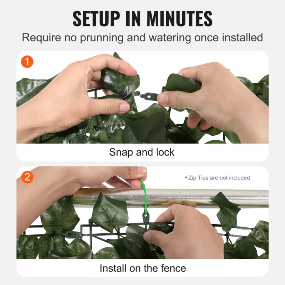 VEVOR Ivy Privacy Fence, 39 x 98 in Artificial Green Wall Screen, Greenery Ivy Fence with Strengthened Joint, Faux Hedges Vine Leaf Decoration for Outdoor Garden, Yard, Balcony, Patio Decor