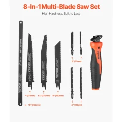 VEVOR Jab Saw, 6 in Keyhole Saw with Soft Grip Handle, 8-In-1 Multi-Blades Drywall Jab Saw, Sharp Jab Saw with Triple Ground Teeth, for Cutting Drywall Wood Metel Plastic Plywood Wallboard Thin Sheet