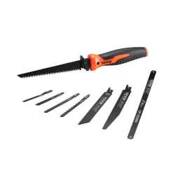 VEVOR Jab Saw, 6 in Keyhole Saw with Soft Grip Handle, 8-In-1 Multi-Blades Drywall Jab Saw, Sharp Jab Saw with Triple Ground Teeth, for Cutting Drywall Wood Metel Plastic Plywood Wallboard Thin Sheet