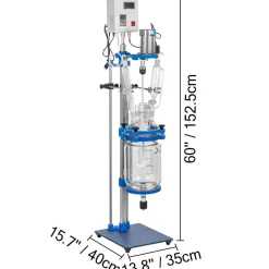 VEVOR Jacketed Reactor 5L Laboratory Glass Reactor, Jacketed Glass Reactor, Chemical Reaction Vessel, Lab Jacketed Reactor, Reaction Vessel Chemistry, With Digital Display, For Reaction Distillation
