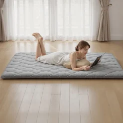 VEVOR Japanese Tatami Mat, Queen Size Foldable Japanese Tatami Mattress, Futon Mattress with Storage Bag & Fastener, 9-Layer Floor Mat for Sleeping, Dormitory, Meditation, Yoga, 80 x 60 x 2.5 in, Gray