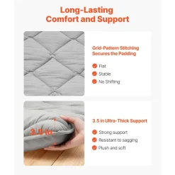 VEVOR Japanese Tatami Mat, Queen Size Foldable Japanese Tatami Mattress, Futon Mattress with Storage Bag & Fastener, 9-Layer Floor Mat for Sleeping, Dormitory, Meditation, Yoga, 80 x 60 x 2.5 in, White