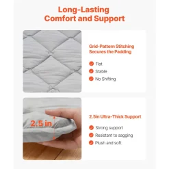 VEVOR Japanese Tatami Mat, Twin Size Foldable Japanese Tatami Mattress, Futon Mattress with Storage Bag & Fastener, 9-Layer Floor Mat for Sleeping, Dormitory, Meditation, Yoga, 80 x 39 x 2.5 in, Gray