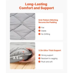 VEVOR Japanese Tatami Mat, Twin Size Foldable Japanese Tatami Mattress, Futon Mattress with Storage Bag & Fastener, 9-Layer Floor Mat for Sleeping, Dormitory, Meditation, Yoga, 80 x 39 x 3.5 in, Gray