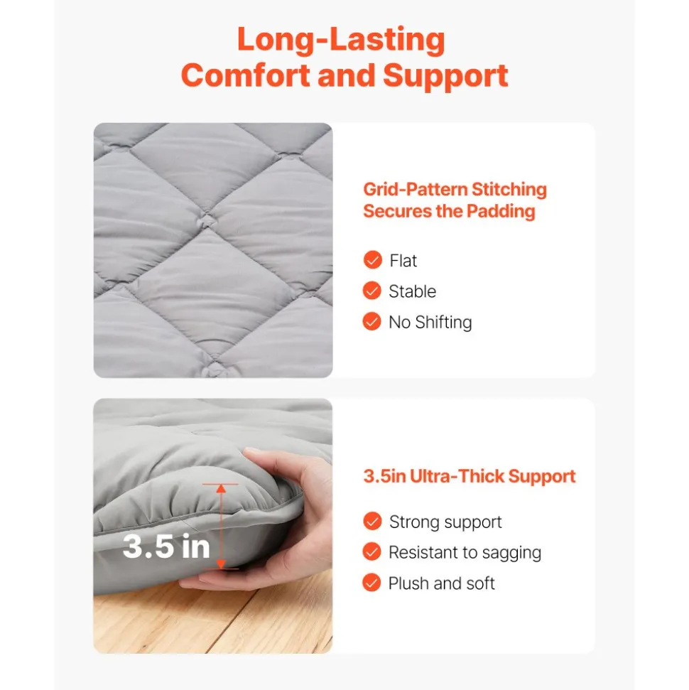 VEVOR Japanese Tatami Mat, Twin Size Foldable Japanese Tatami Mattress, Futon Mattress with Storage Bag & Fastener, 9-Layer Floor Mat for Sleeping, Dormitory, Meditation, Yoga, 80 x 39 x 3.5 in, Gray