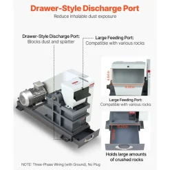 VEVOR Jaw Crusher Machine, 2.2KW High Power Rock Stone Crush Machine, 6.10 x 5.12 inch Feeding Port, 1740 RPM Speed Stone Shatter Grinder, Electric Stone Shatter 220V, for Rock Coal Glass Bottle