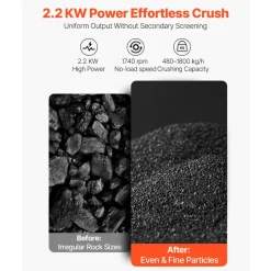 VEVOR Jaw Crusher Machine, 2.2KW High Power Rock Stone Crush Machine, 6.10 x 5.12 inch Feeding Port, 1740 RPM Speed Stone Shatter Grinder, Electric Stone Shatter 220V, for Rock Coal Glass Bottle