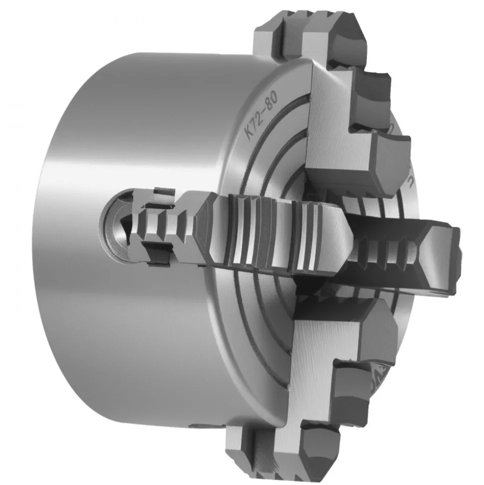 VEVOR 4-Jaw Lathe Chuck, 3 Inch (80 mm), 4-Jaw Independent Chuck, 0.1-3.15 in (5-80 mm) Clamping Range with T-key Fixing Screws Reversible Jaws, HT300 Material, Internal External for Wood Metal Lathe