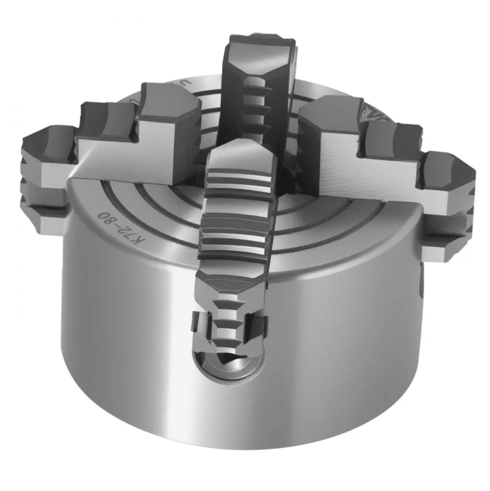 VEVOR 4-Jaw Lathe Chuck, 3 Inch (80 mm), 4-Jaw Independent Chuck, 0.1-3.15 in (5-80 mm) Clamping Range with T-key Fixing Screws Reversible Jaws, HT300 Material, Internal External for Wood Metal Lathe