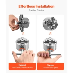 VEVOR 4-Jaw Lathe Chuck, 3 Inch (80 mm), 4-Jaw Independent Chuck, 0.1-3.15 in (5-80 mm) Clamping Range with T-key Fixing Screws Reversible Jaws, HT300 Material, Internal External for Wood Metal Lathe