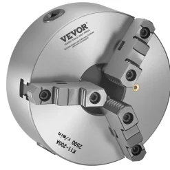 VEVOR 3-Jaw Lathe Chuck, 8 Inch (200 mm), Self-Centering Chuck with 2 1/4 in-8 Threaded Backing Plate, 0.16-7.87 in (4-200 mm) Clamping Range with T-wrench Screws, HT300 Material, for Wood Metal Lathe