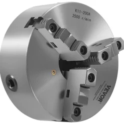 VEVOR 3-Jaw Lathe Chuck, 8 Inch (200 mm), Self-Centering Chuck with 2 1/4 in-8 Threaded Backing Plate, 0.16-7.87 in (4-200 mm) Clamping Range with T-wrench Screws, HT300 Material, for Wood Metal Lathe