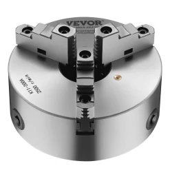 VEVOR 3-Jaw Lathe Chuck, 8 Inch (200 mm), Self-Centering Chuck with 2 1/4 in-8 Threaded Backing Plate, 0.16-7.87 in (4-200 mm) Clamping Range with T-wrench Screws, HT300 Material, for Wood Metal Lathe