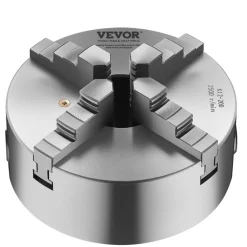 VEVOR 4-Jaw Lathe Chuck, 8 Inch (200 mm), Self-Centering Chuck with 1 1/2 in-8 Threaded Backing Plate, 0.16-7.87 in (4-200 mm) Clamping Range with T-wrench Screws, HT300 Material, for Wood Metal Lathe