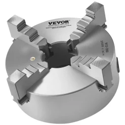 VEVOR 4-Jaw Lathe Chuck, 8 Inch (200 mm), Self-Centering Chuck with 1 1/2 in-8 Threaded Backing Plate, 0.16-7.87 in (4-200 mm) Clamping Range with T-wrench Screws, HT300 Material, for Wood Metal Lathe