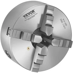 VEVOR 4-Jaw Lathe Chuck, 8 Inch (200 mm), Self-Centering Chuck with 1 1/2 in-8 Threaded Backing Plate, 0.16-7.87 in (4-200 mm) Clamping Range with T-wrench Screws, HT300 Material, for Wood Metal Lathe