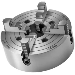 VEVOR 4-Jaw Lathe Chuck, 10 in (250 mm), Lathe Chuck, 0.6-9.84 in (15-250 mm) Clamping Range with T-key Fixing Screws Reversible Jaws, HT300 Cast Iron Material, Internal External for Wood Metal Lathe